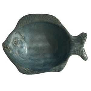 Studio Pottery Stoneware Fish Bowl. Blue Green